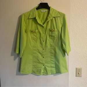 Cato Lime Green Blouse Size Md Business Office Professional
